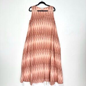 Pure Jill Coastal Artsy Ikat‎ Maxi Dress Women’s XL Orange Cotton Beach Bohemian